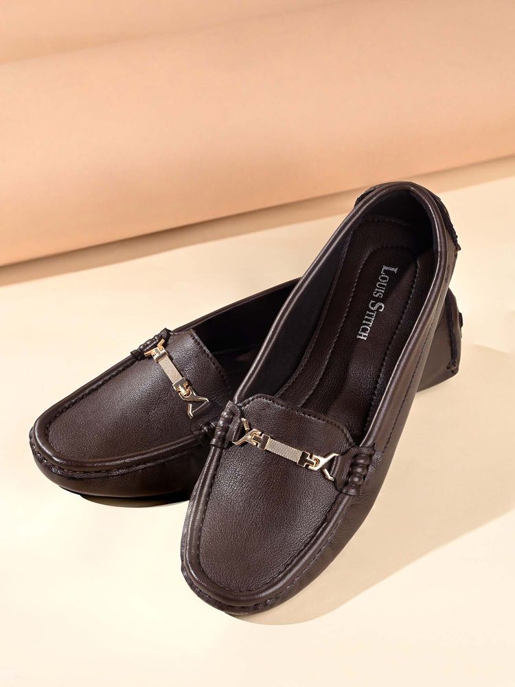 Louis Stitch Women Brown Premium Solid Slip On Casual Loafers-picture-21