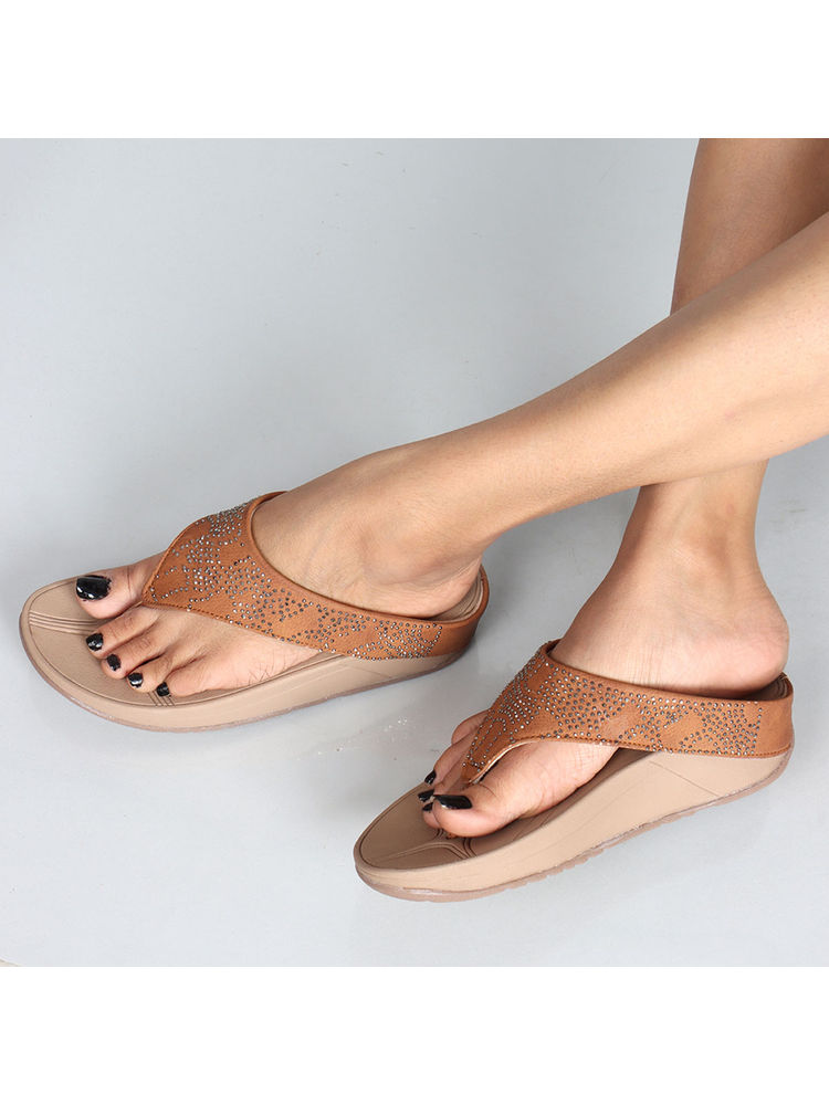 Carlton London Beige Ethnic Comfort Sandals-picture-25
