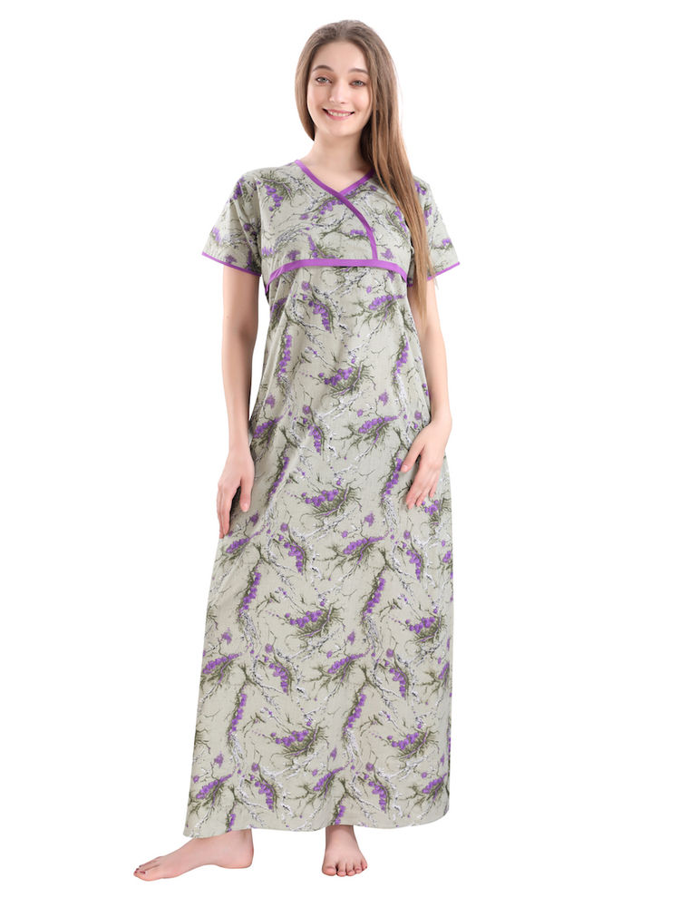 PIU Women's Stylish Cotton Nighty - Purple-image-6