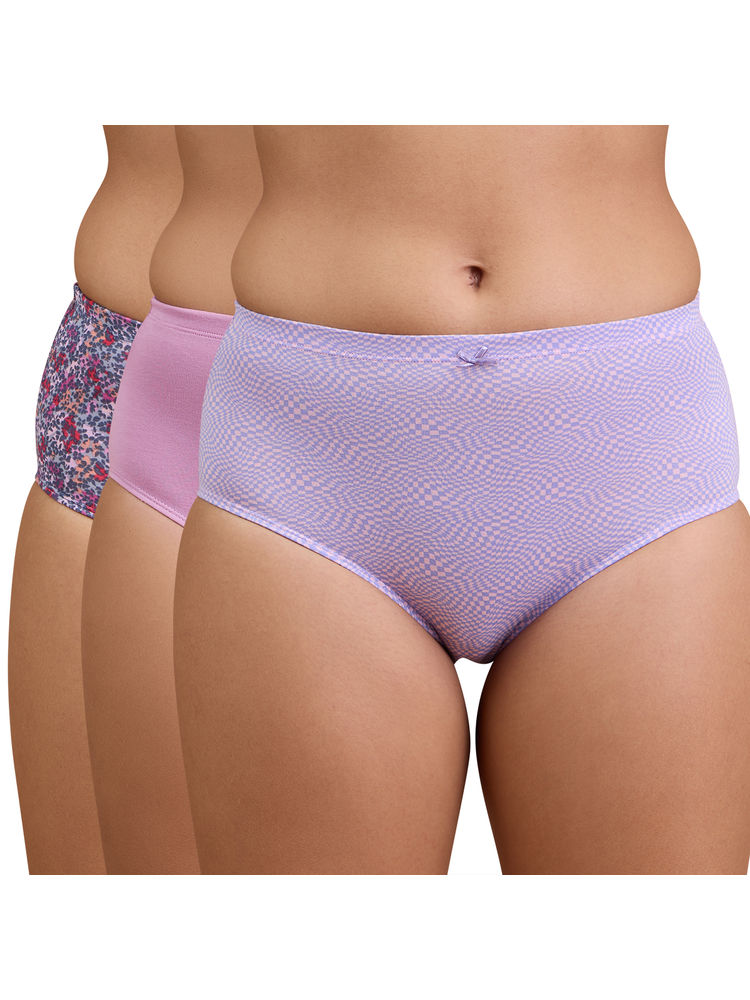 Nykd By Nykaa High Rise Cotton Full Brief Panty with Inner Elastic-NYP104-Multicolor-P03-Colors & Print May Vary