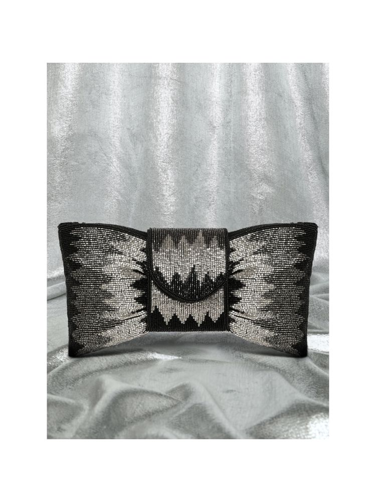Peora Black Seed Beads Handwork Clutch Purse Sling for Women-image-2