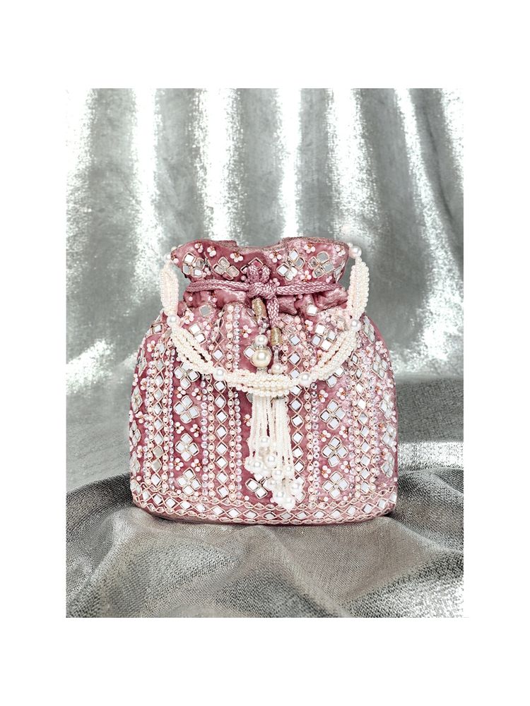 Peora Rani Pink Evening Bridal Potli Purse for Women-image-9