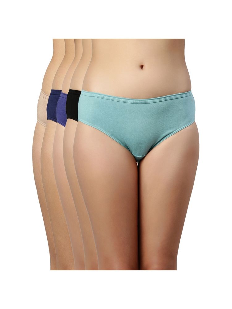 Enamor CH03-Cotton Classic Antimicrobial & Stain Release Finish Hipster Panty (Pack of 5)-picture-16