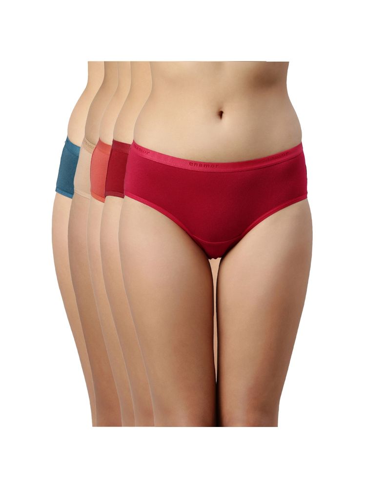 Enamor CR02 Stretch Cotton Antimicrobial & Stain Releas Hipster Panty (Pack of 5)-picture-28