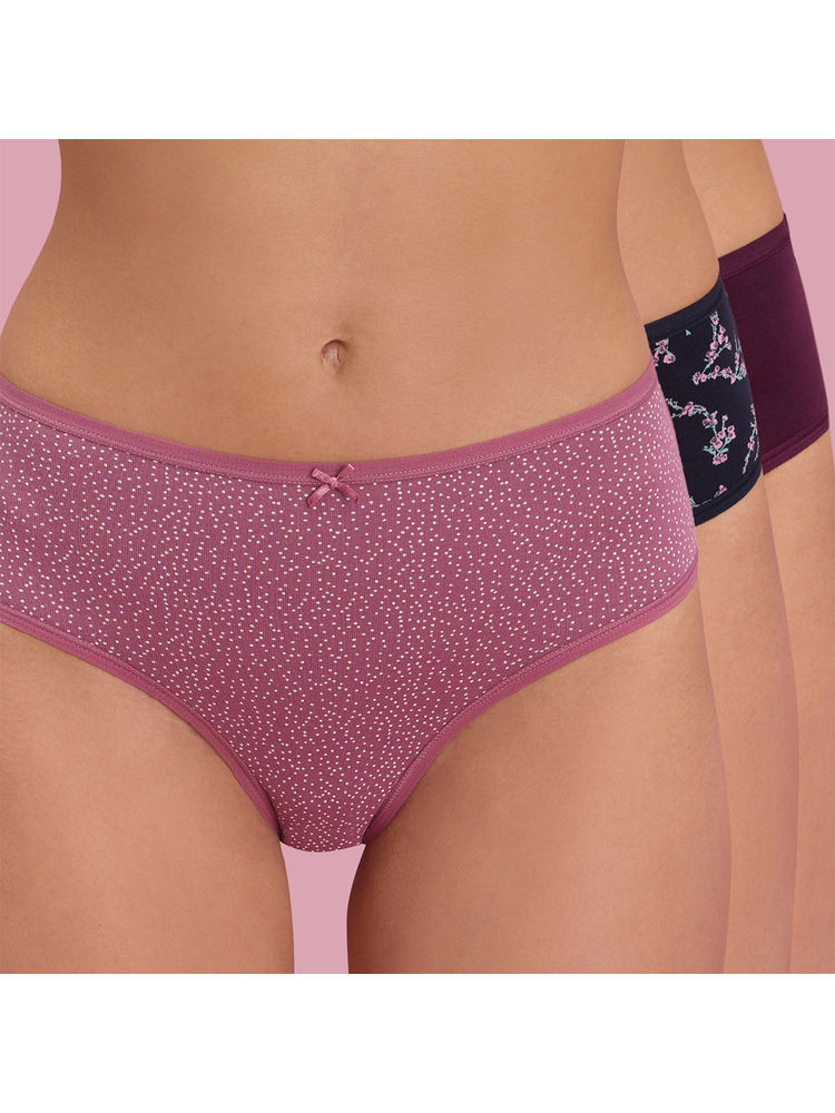 Nykd By Nykaa Mid Rise Cotton Hipster Panty with Outer Elastic-NYP033-Multicolor-P03-Colors & Print May Vary