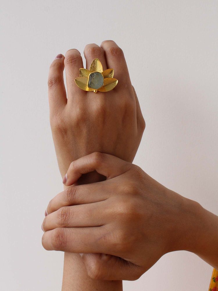 Heena Mittal Fluorite Ring Petal White Ring-image-46
