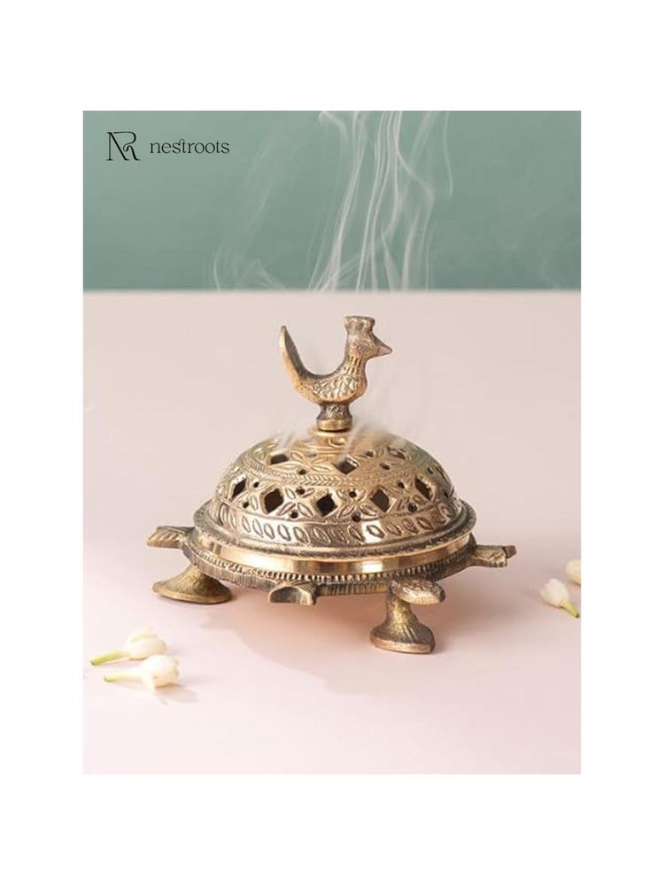 Nestroots Elegant Brass Dhoop Holder Bowl-picture-20