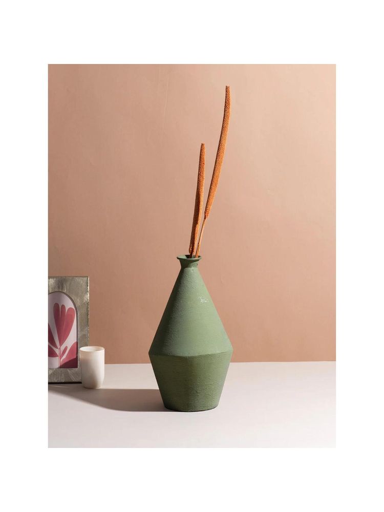 Nestroots Elegant Sage Green Metal Vase-image-5