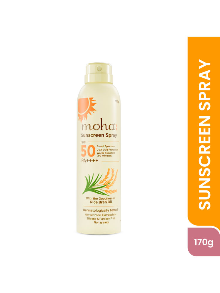 Moha Sunscreen Spray SPF 50 PA ++++ High Protection With Rice Bran Oil For Glowing Skin