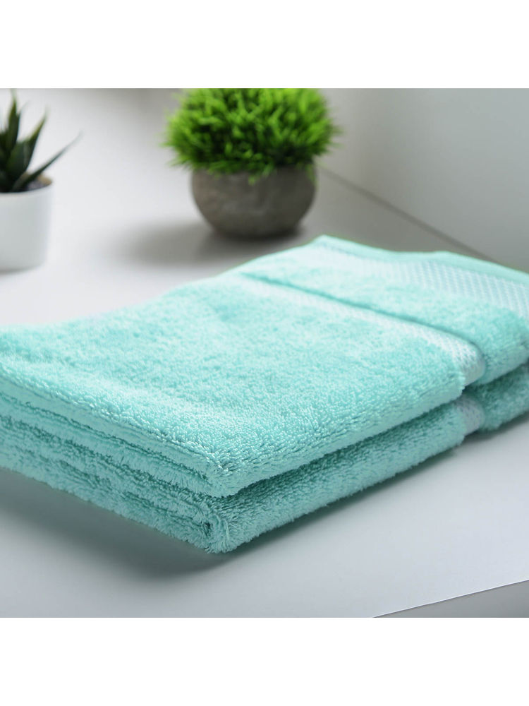 SPACES 100% Cotton Light Green Hand Towel Pack Of 2-image-24