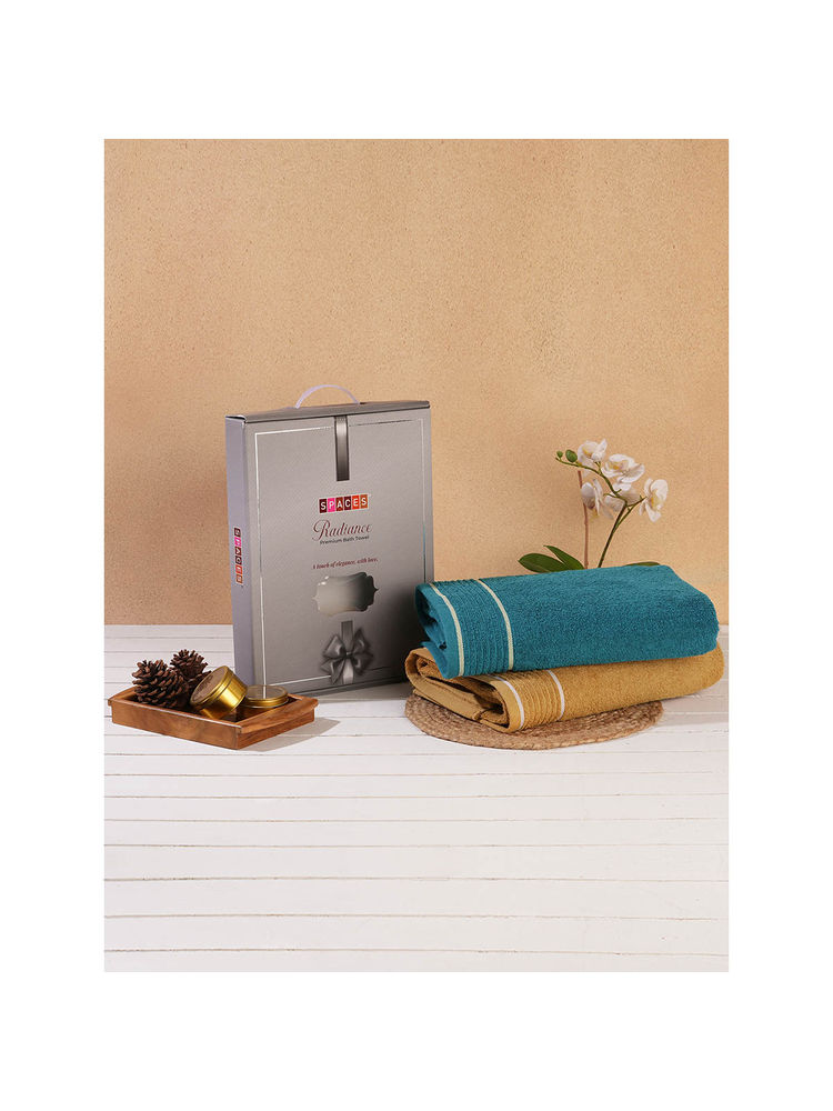 SPACES 100% Cotton Dark Teal 2 Bath Towel 2 Hand Towel Bath Set for Gifting-image-36