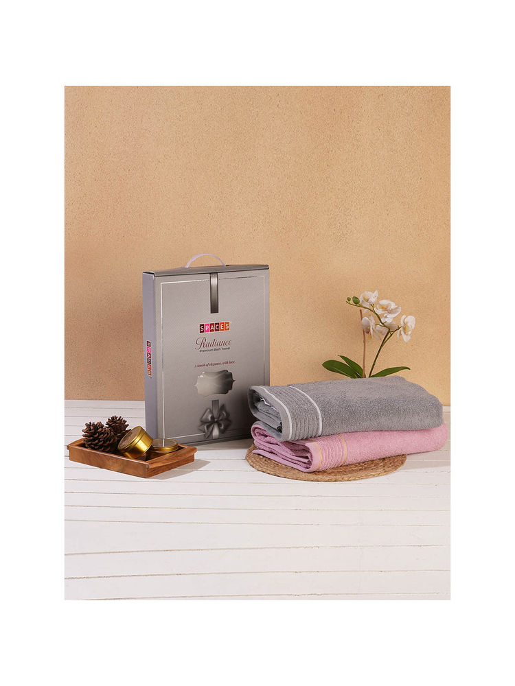 SPACES 100% Cotton Grey 2 Bath Towel 2 Hand Towel Bath Set for Gifting-image-13