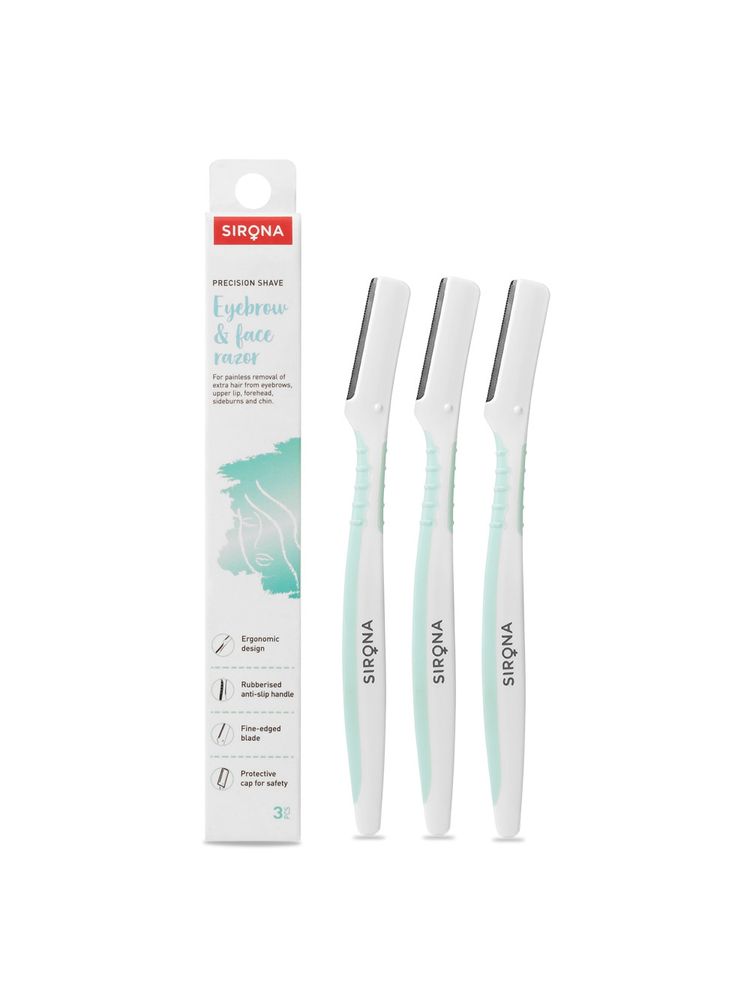 Sirona Reusable Eyebrow & Face Razors For Painfree Facial Hair Removal - Pack Of 3 (Turquoise)-picture-14