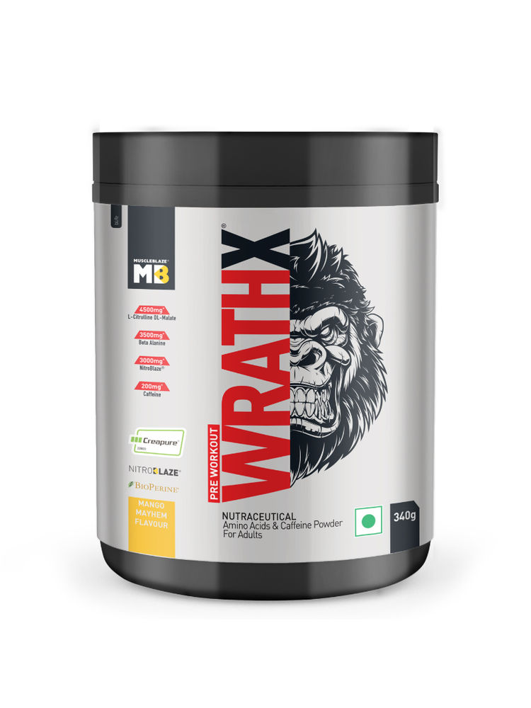 MuscleBlaze Pre Workout WrathX With Creapure, Nitroblaze & Bioperine - Mango Mayhem
