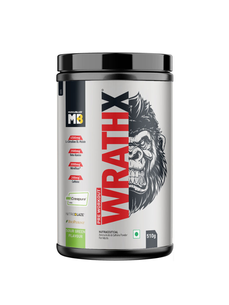 MuscleBlaze Pre Workout WrathX With Creapure, Nitroblaze & Bioperine - Sour Green