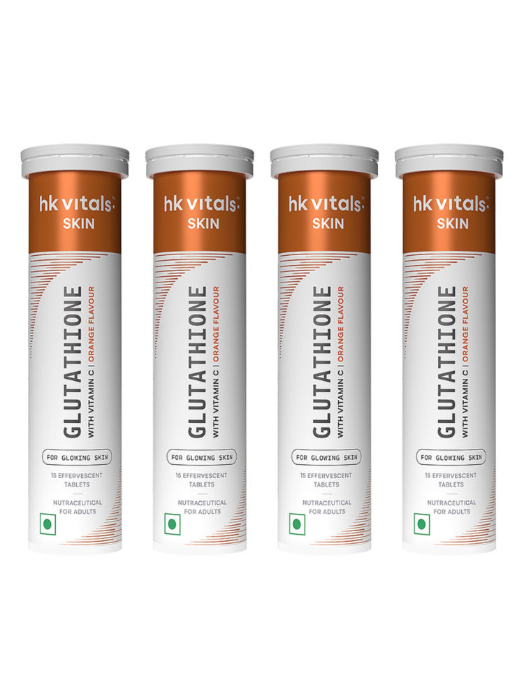 HealthKart HK Vitals Glutathione With Vitamin C Effervescent Tablets - Orange (Pack Of 4)