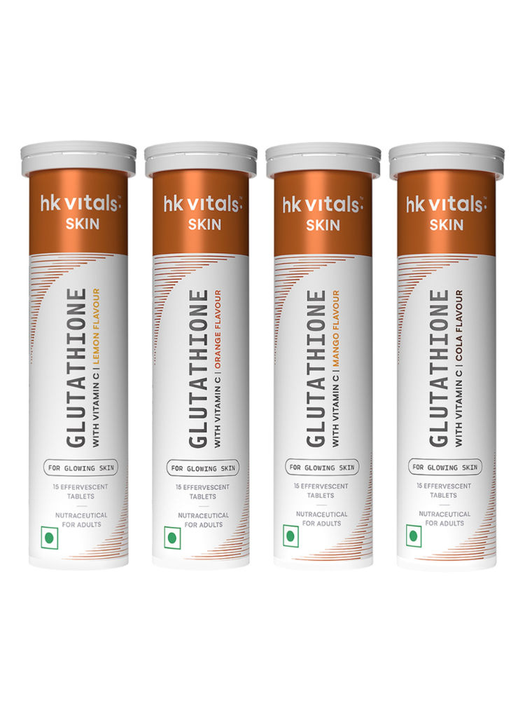 HealthKart HK Vitals Glutathione Effervescent Tablets - Orange, Lemon, Mango & Cola