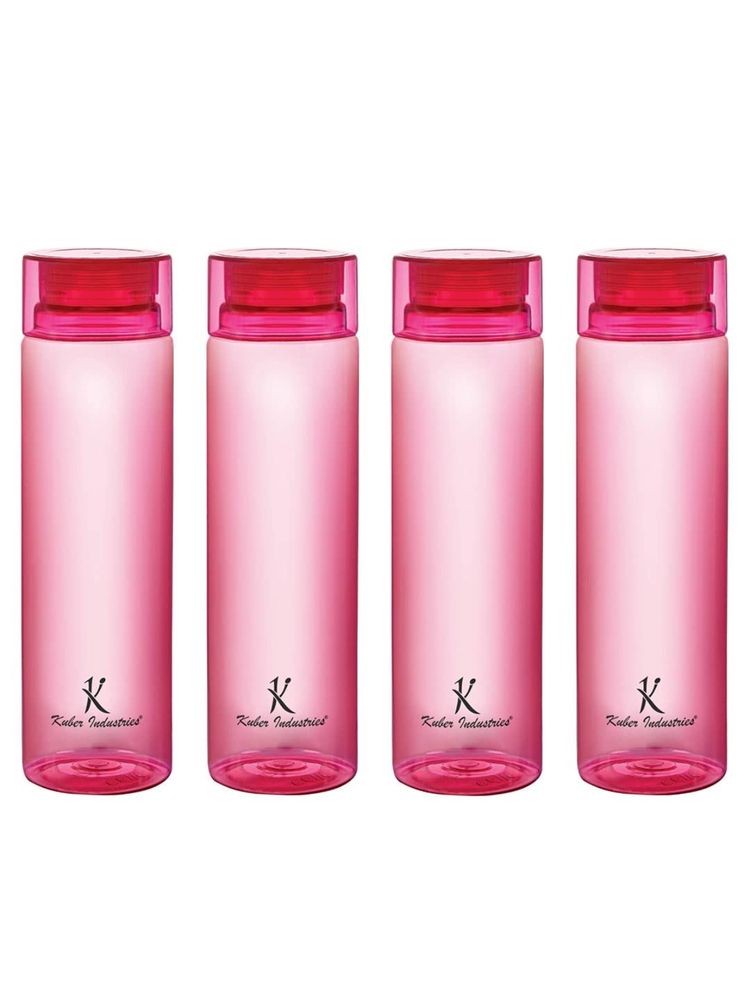 Kuber Industries Water Bottle for Kids & Adults Plastic Bottle Set of 4 Pink-image-36