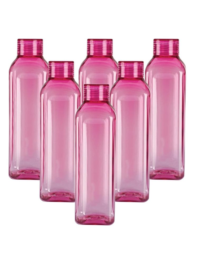 Kuber Industriess For Kids & Adults Refrigerator Plastic Bottle Set of 6 Pink-image-4