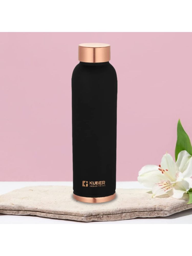 Kuber Industries Copper Water Bottle With Added Health Benefits of Copper 950 ml Black-image-2