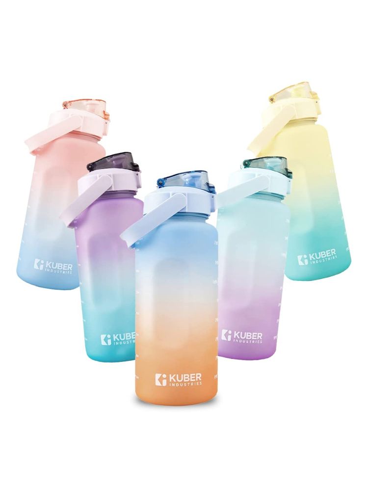 Kuber Industries Motivational 2 Litre Water Bottle with Time Marker Blue-image-12