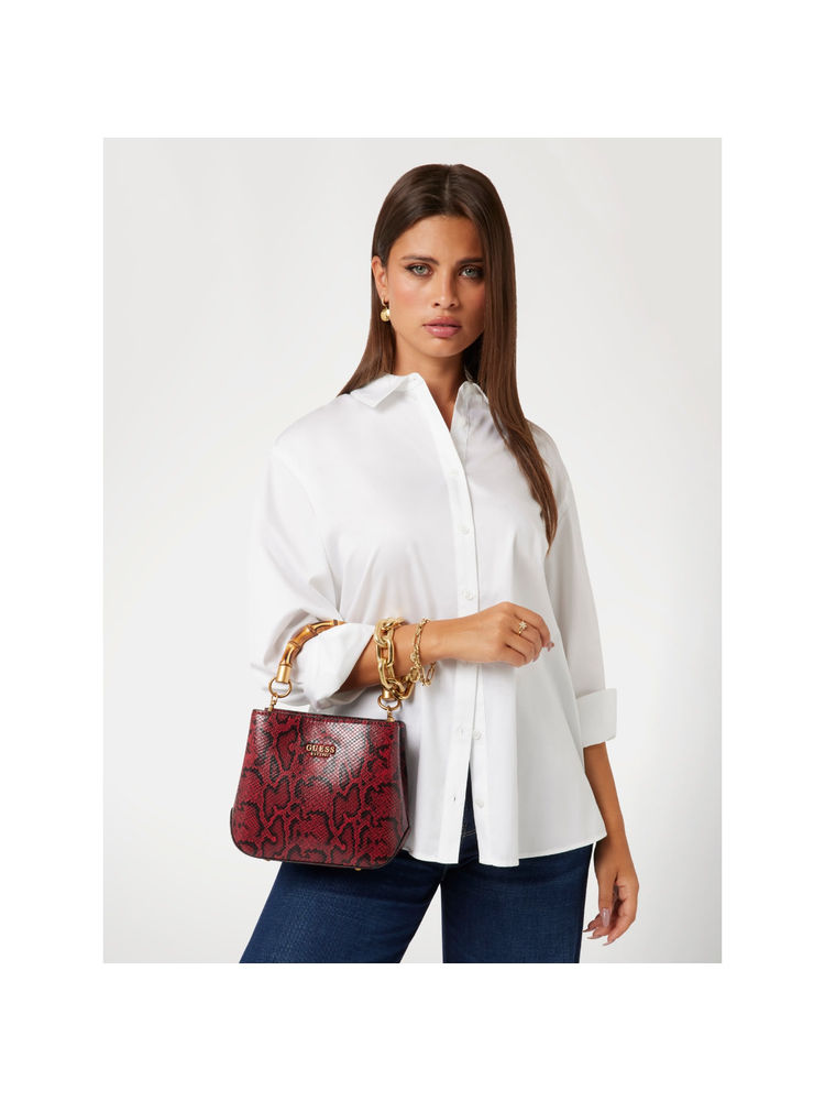 guess fashion Guess Red Snake Print Eire Small Handbag with Detachable Strap-picture-10