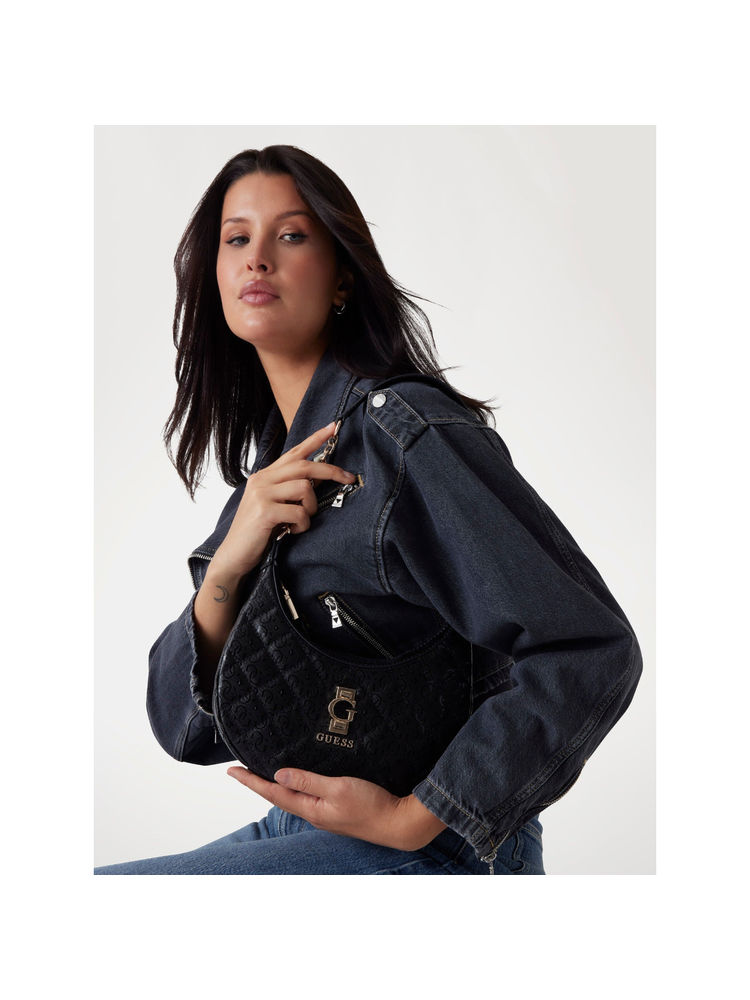 guess fashion Guess Black Textured Bessey Hobo Bag-picture-28