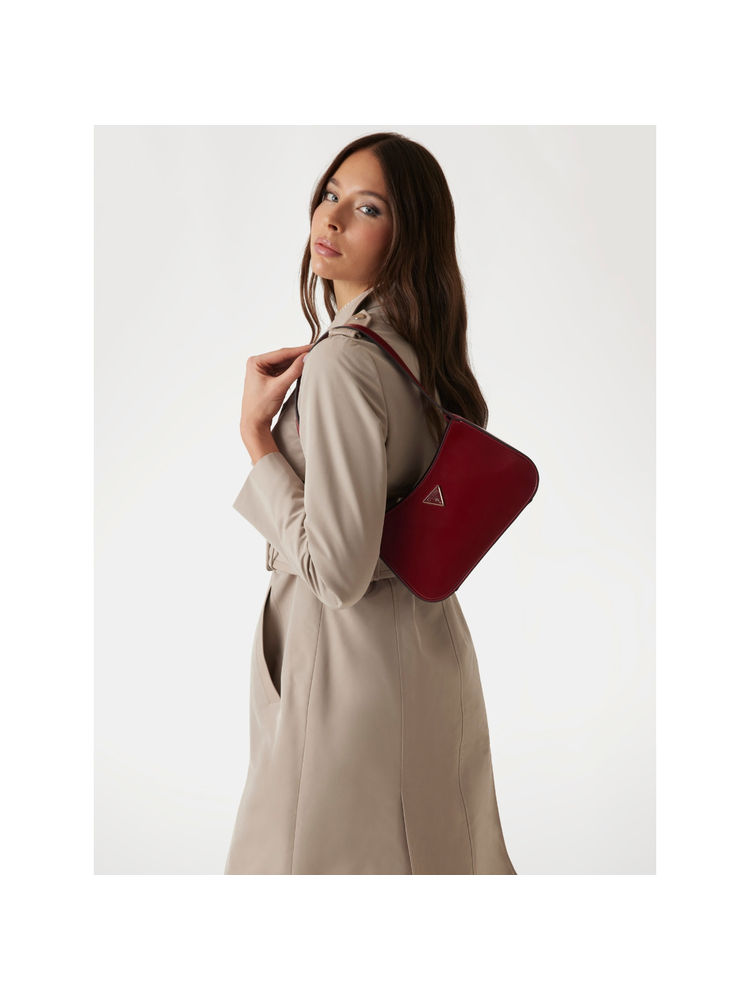 Guess Red Solid Arnela Top Zip Shoulder Bag-image-24