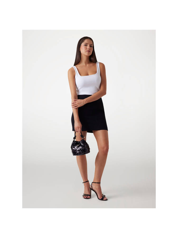 guess fashion Guess Black Sequined Polyester Holiday Shine Top Handle Potli Bag-picture-37