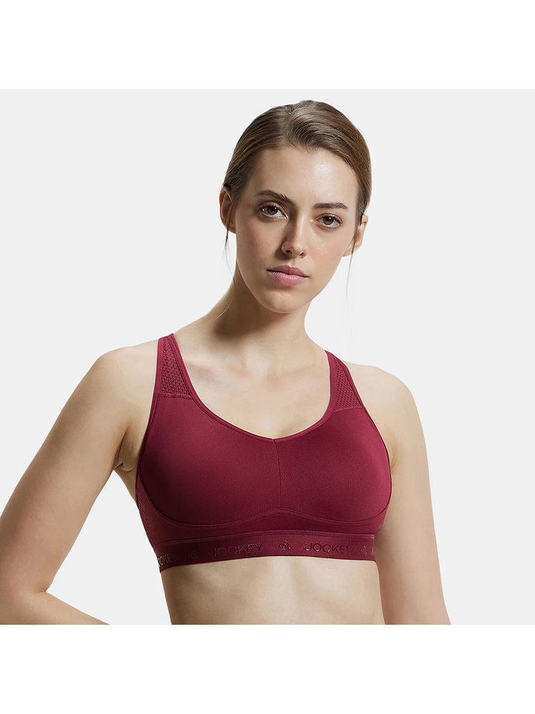 Jockey AP21 Wirefree Padded Tactel Nylon Elastane Sports Bra - Claret-picture-26