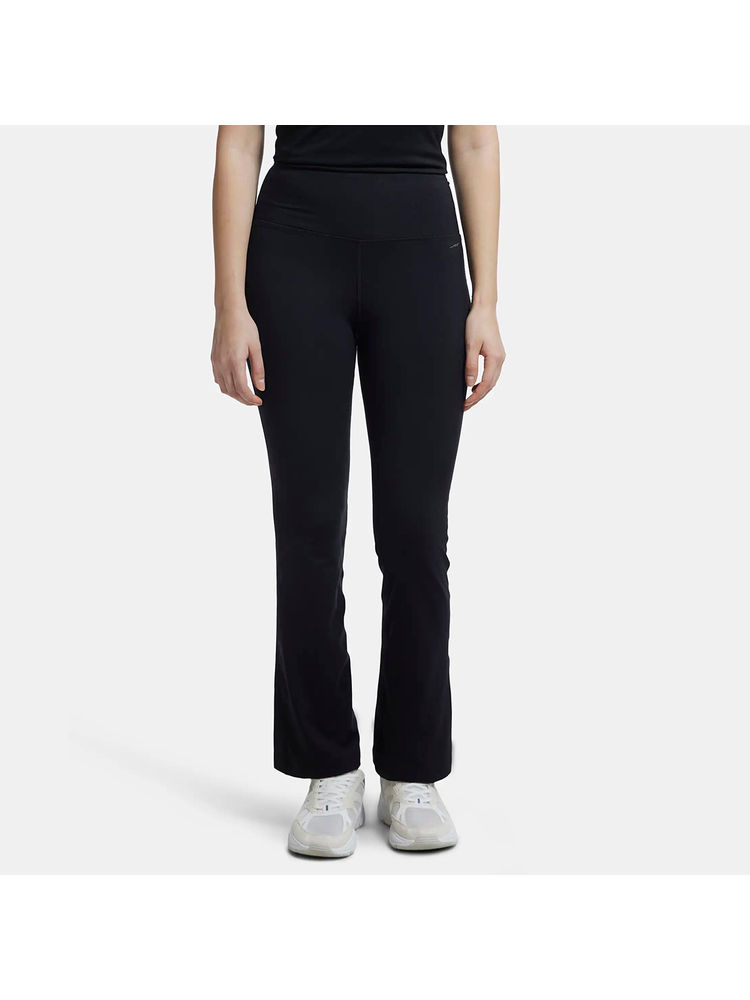 Jockey MW77 Women Microfiber Elastane Regular Fit Active Wear Flared Pants - Black-image-35