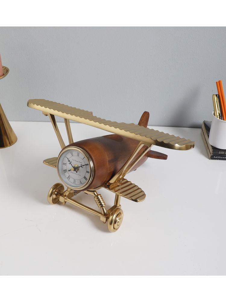 De Maison Decor Meridians Sentinel Table Clock Gold-image-45