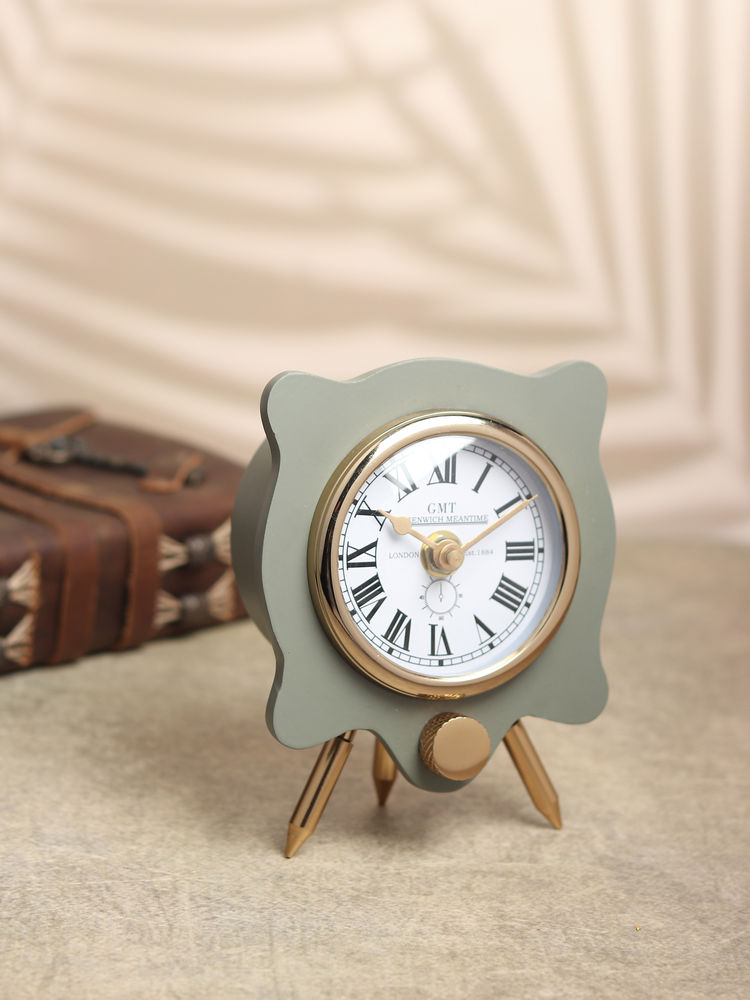 De Maison Decor Grey Pixel Pulse Table Clock Gold-image-16