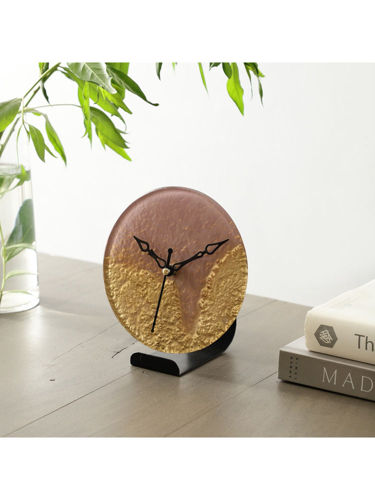 De Maison Decor Multi-Color Rhea Glass Embossed Table Clock-image-40