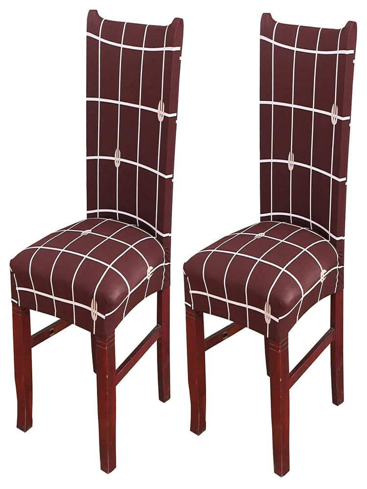House of Quirk Brown Stretch Removable Washable Short Dining Chair Covers (Pack of 2)-image-40