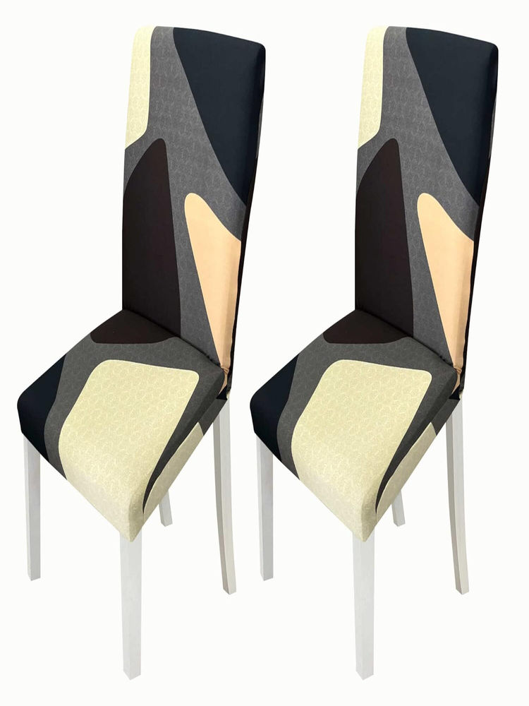 House of Quirk Multi-Color Stretch Removable Washable Short Dining Chair Covers (Pack of 2)-image-11
