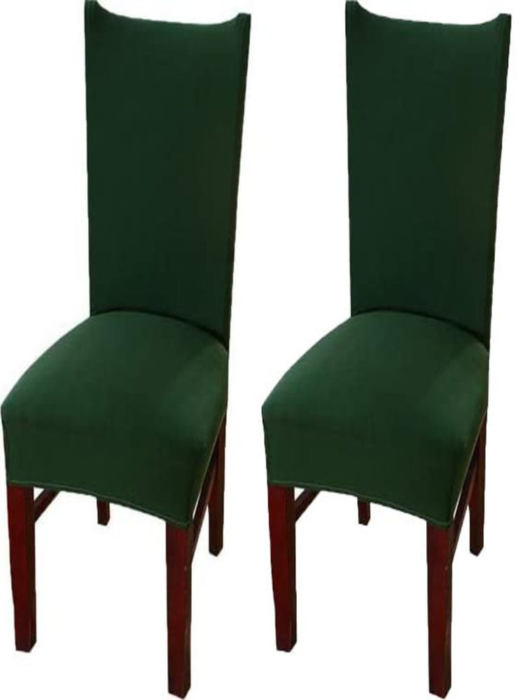 House of Quirk Green Stretch Removable Washable Short Dining Chair Covers (Pack of 2)-image-49
