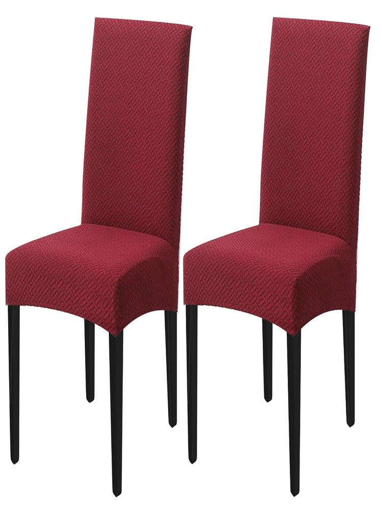 House of Quirk Maroon Stretch Removable Washable Short Dining Chair Covers (Pack of 2)-picture-20