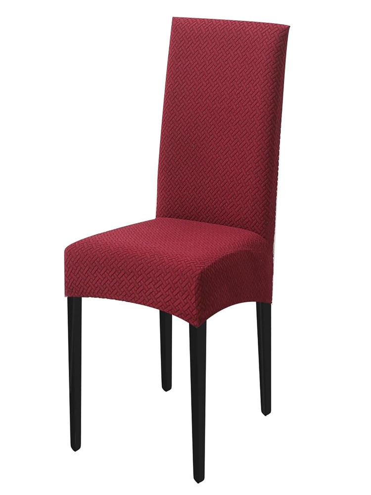 House of Quirk Maroon Stretch Removable Washable Short Dining Chair Cover-image-25