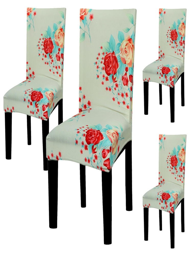 House of Quirk Green Stretch Removable Washable Short Dining Chair Covers (Pack of 4)-image-13
