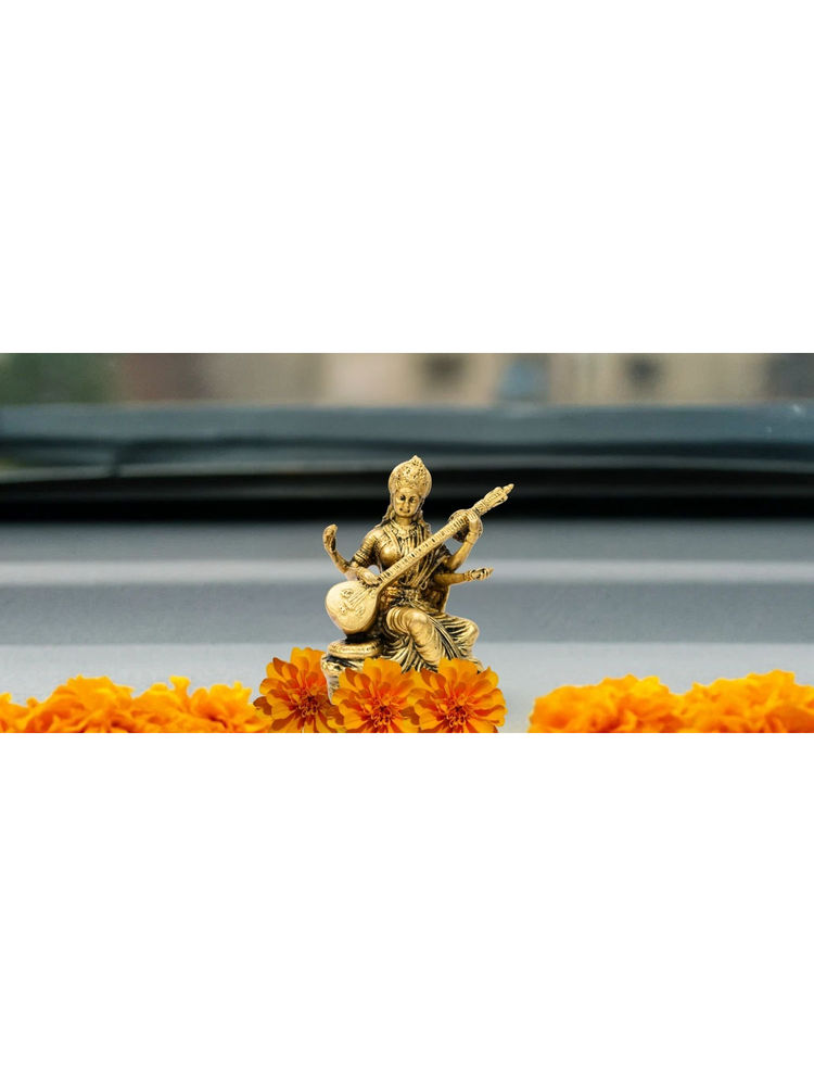 Ritualistic Gold Pure Brass Saraswati Idol-picture-44