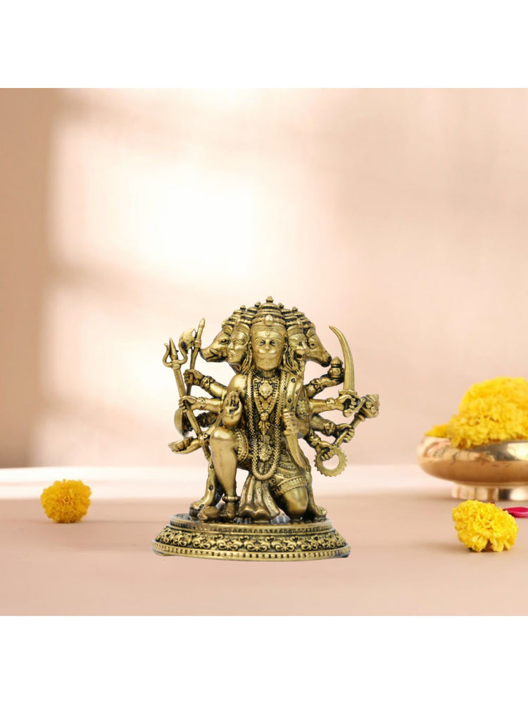 Ritualistic Gold Pure Brass Panchmukhi Hanuman Idol-picture-1