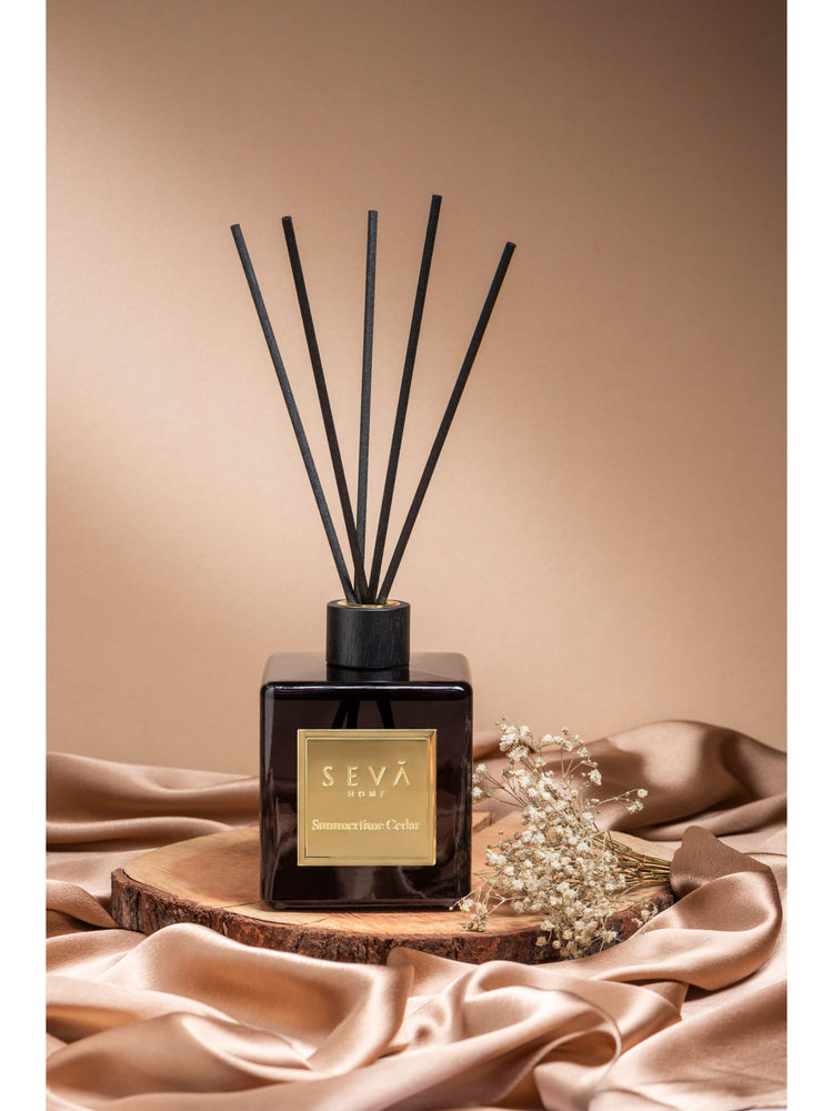 SEVA HOME Black Summertime Cedar 5 Fiber Rattan Reed Sticks Diffuser Room Freshener for Home-image-28