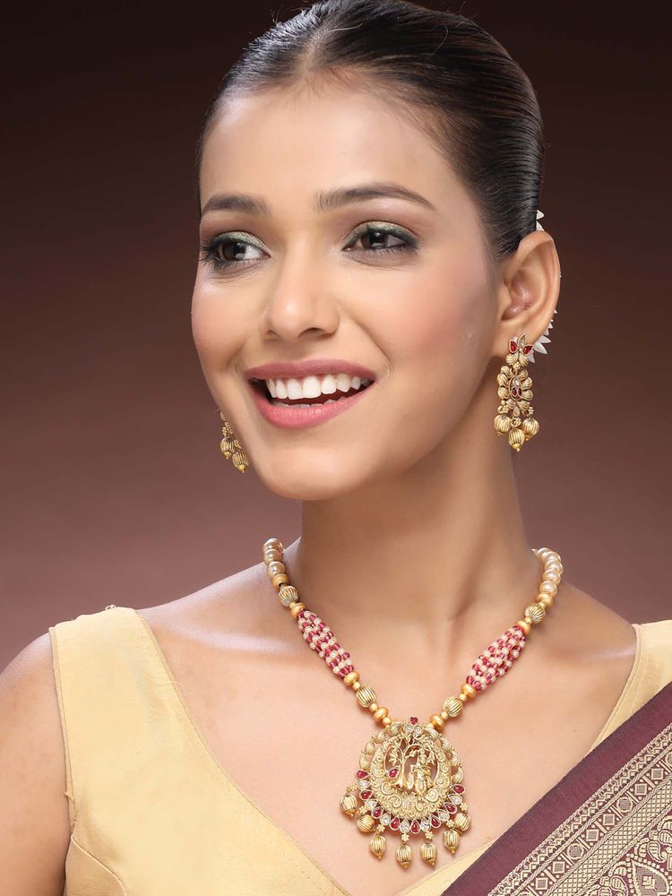 ADIVA Maroon Gold Plated Kundan Jewellery Set-picture-23