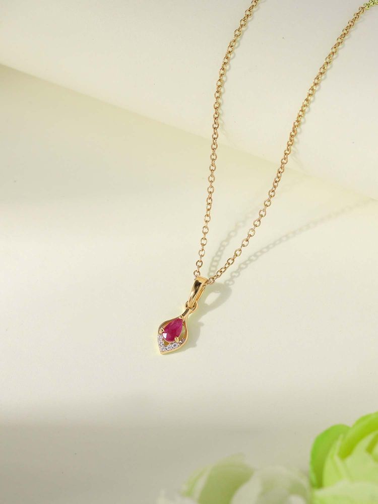 Ornate Jewels 925 Silver 18K Gold Plated Natural Thai Ruby Drop Necklace-picture-26
