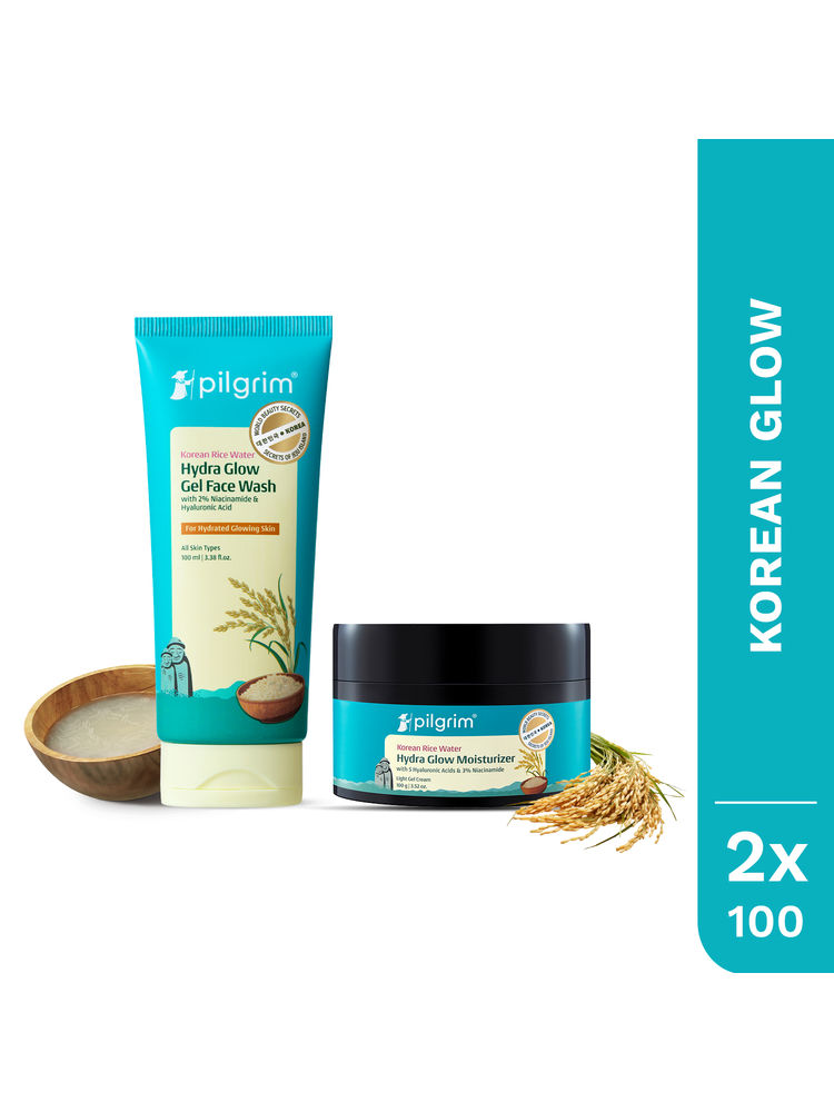 Pilgrim Hydra Glow Duo Hydra Glow Facewash & Moisturizer for Korean Glass Skin Glow, Deeply Hydrates-image-6