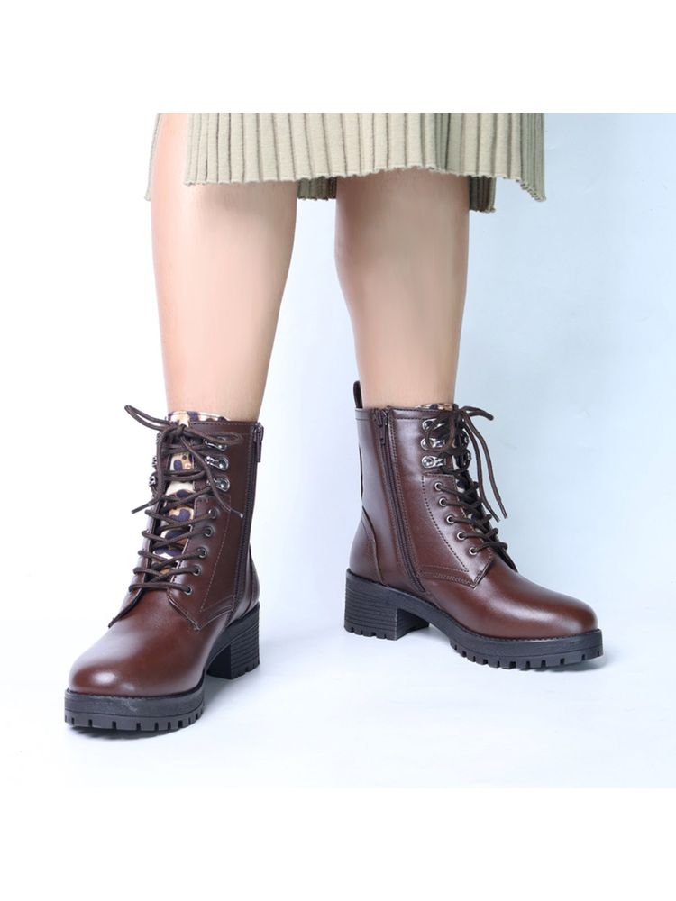 Monrow Arely Brown Block Casual Boots-picture-43