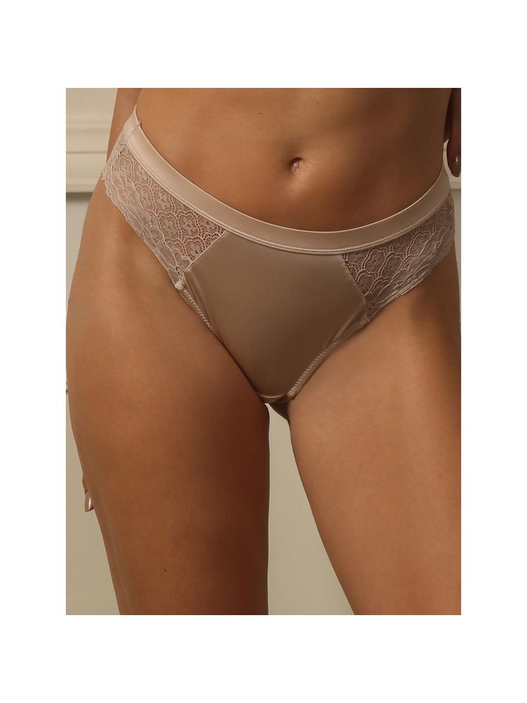 SOIE Womens Beige Mid Rise Full Coverage Lace Seamless Panty-picture-38