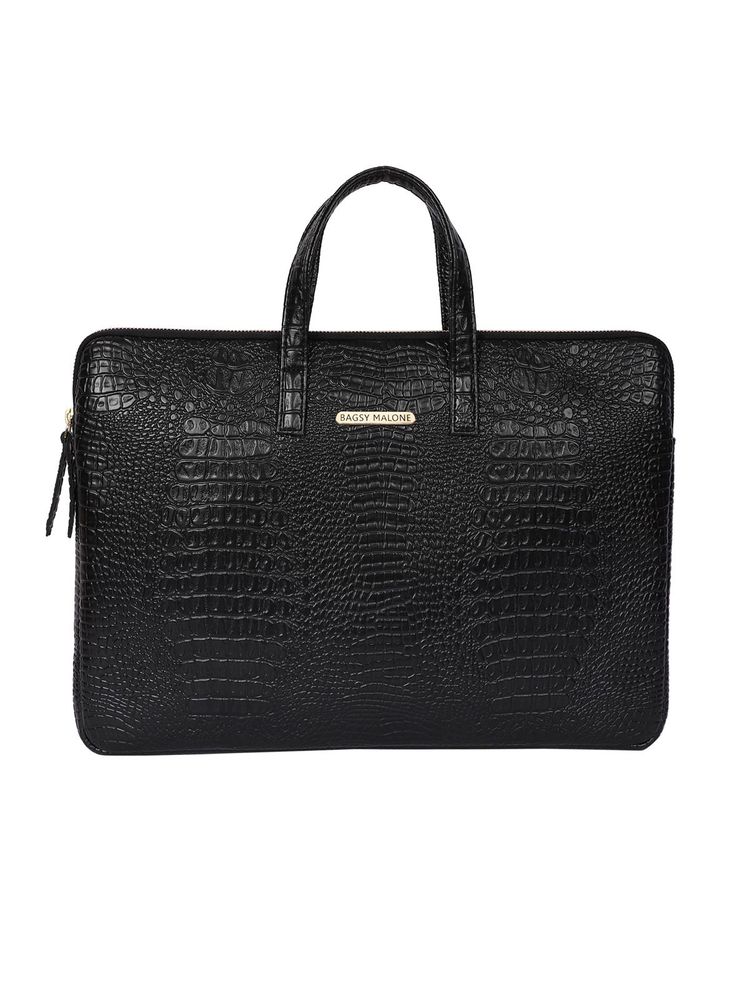 Bagsy Malone Vegan Leather Crocodile Print Unisex Laptop Bag-image-32