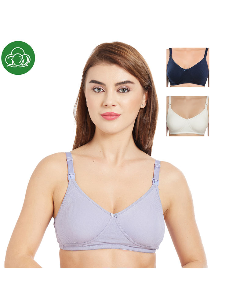 Inner Sense Organic Cotton Antimicrobial Nursing Bra Pack of 3 - Multi-Color-picture-11